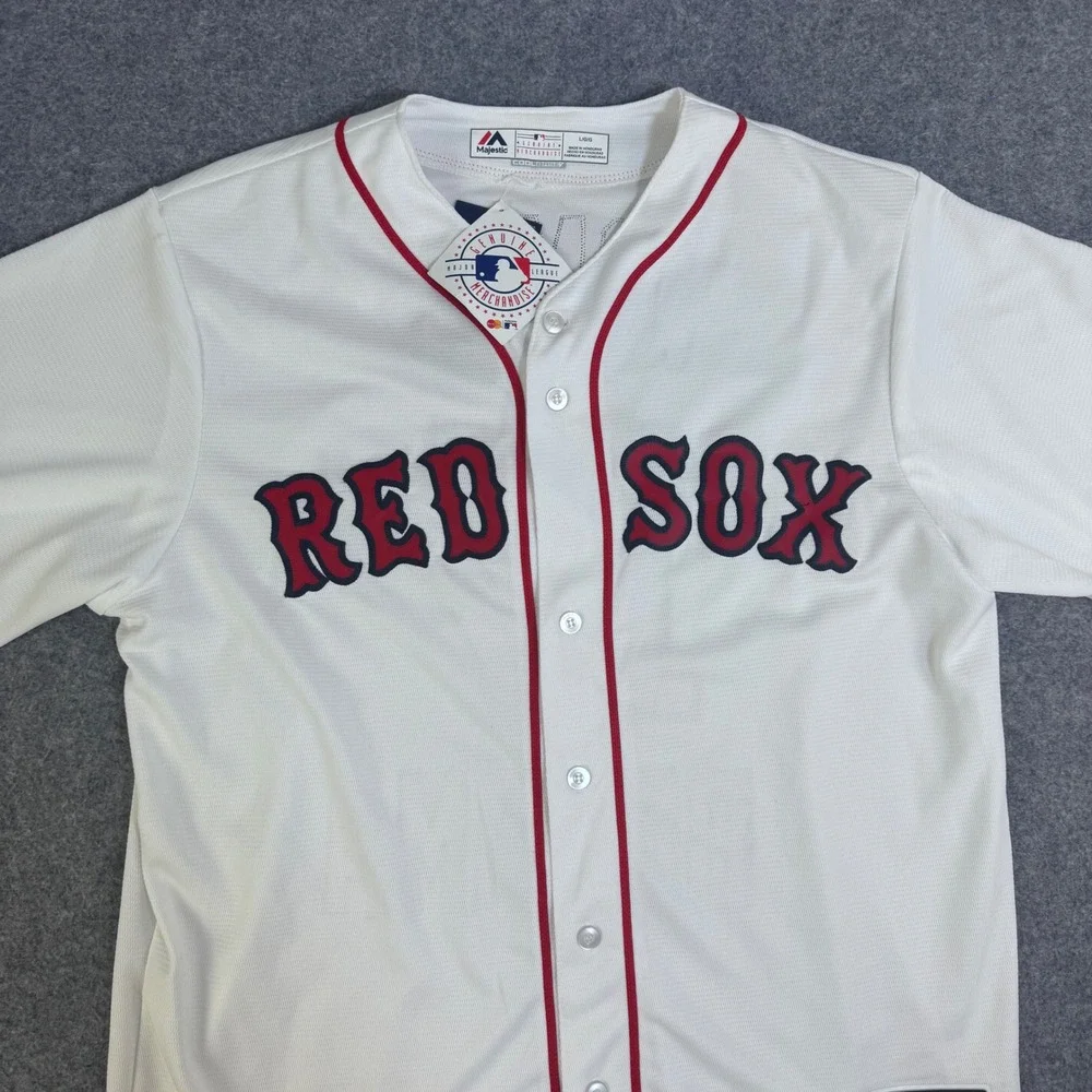 Majestic Boston Red Sox Tommy Bahama 17 Cool Base Baseball Jersey White Mens L